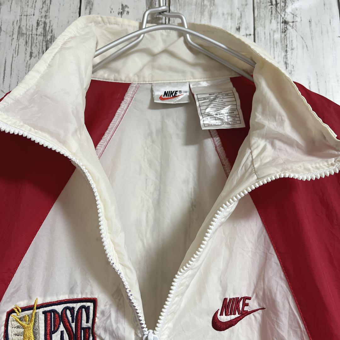 90's NIKE ナイキ 白タグ 銀タグ ナイロンジャケット XL 白赤 90's NIKE ナイキ 白タグ 銀タグ ナイロンジャケット XL 白赤