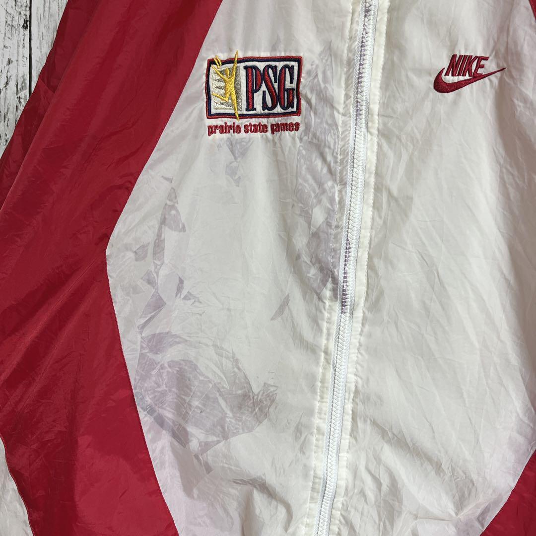 90's NIKE ナイキ 白タグ 銀タグ ナイロンジャケット XL 白赤 90's NIKE ナイキ 白タグ 銀タグ ナイロンジャケット XL 白赤