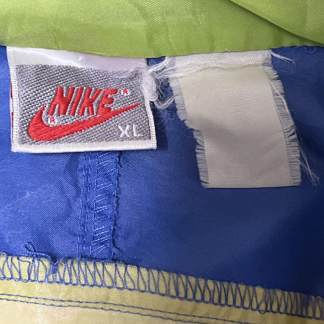 90's NIKE ナイキ 銀タグ ナイロンジャケット 青 黄緑 XL 刺繍 90's NIKE ナイキ 銀タグ ナイロンジャケット 青 黄緑 XL 刺繍