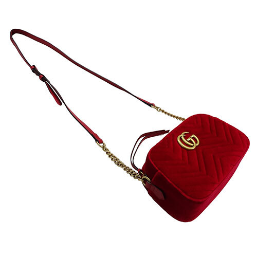  Gucci GUCCI bag lady's brand shoulder bag velour GGma-monto red 447632 red chain shoulder quilting 