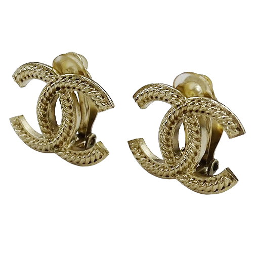  Chanel CHANEL earrings lady's brand here Mark champagne gold 13P both ear for largish accessory 