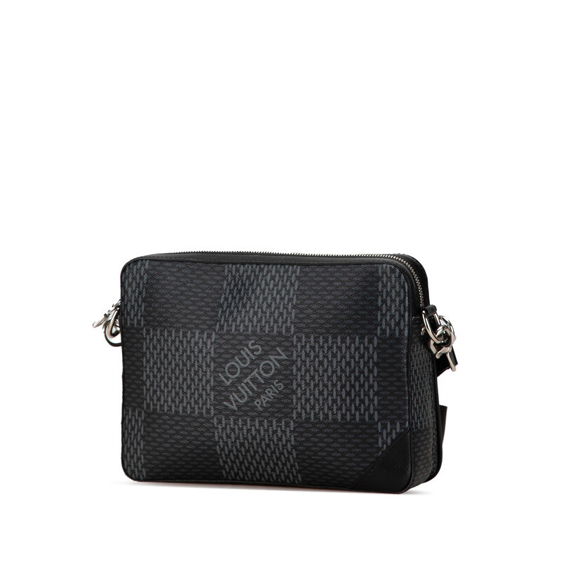 ルイ ヴィトン ダミエ グラフィット 3D トリオ メッセンジャー 斜め掛け ショルダーバッグ N50017 ブラック PVC LOUIS VUITTON 【中古】_画像3