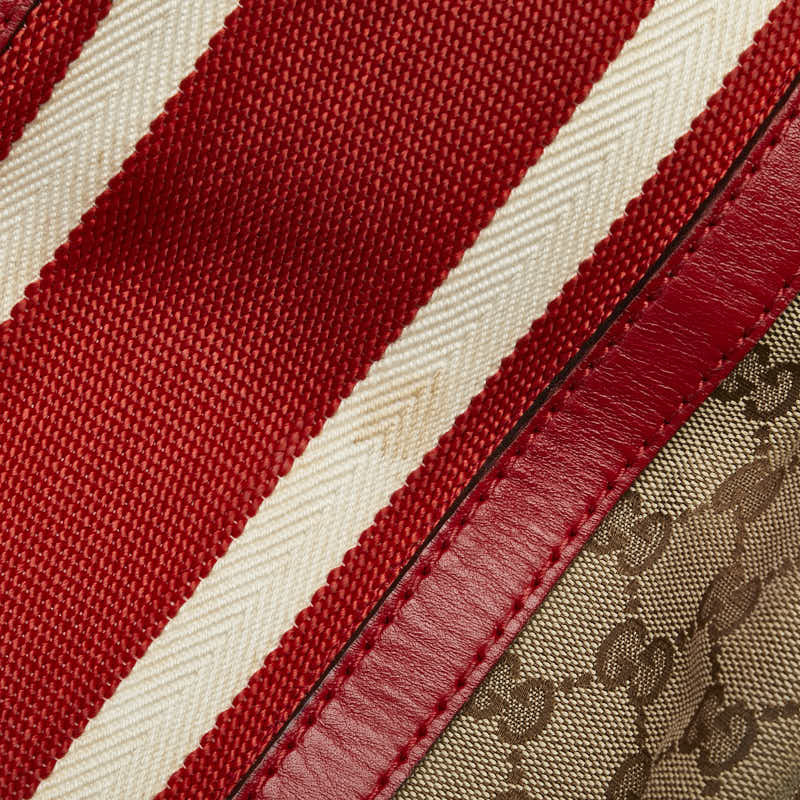  Gucci GG парусина Sherry линия Mini сумка "Boston bag" сумка на плечо 2WAY 247205 бежевый красный парусина GUCCI[ б/у ]