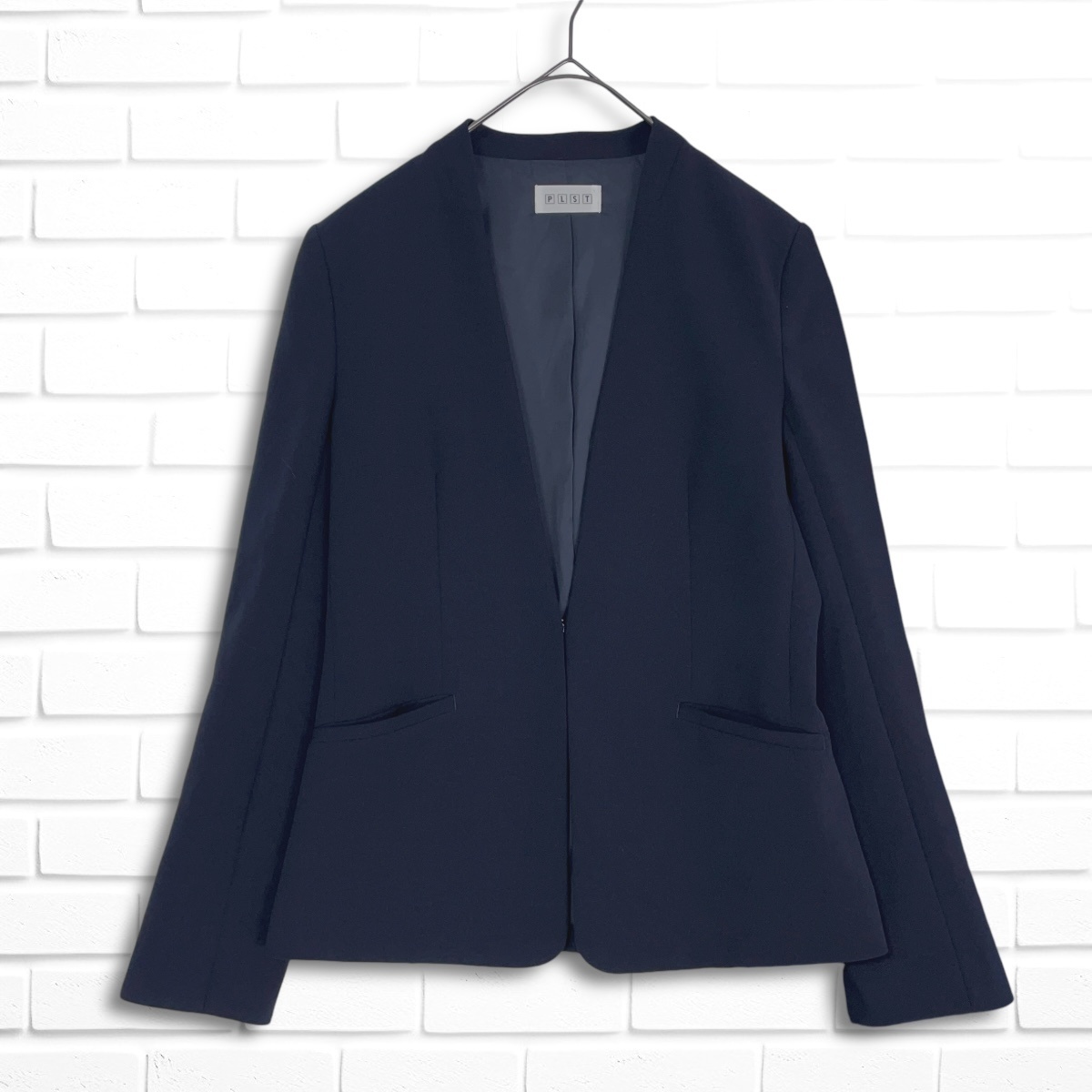 美品 PLST プラステ ストレッチ セットアップ スーツ ノーカラー 美品 PLST プラステ ストレッチ セットアップ スーツ ノーカラー