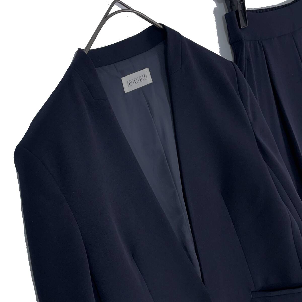 美品 PLST プラステ ストレッチ セットアップ スーツ ノーカラー 美品 PLST プラステ ストレッチ セットアップ スーツ ノーカラー