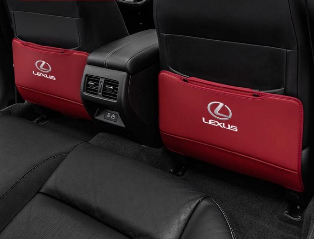 レクサス LEXUS　シートバックポケット キックガード バックプロテクター キックマット 車用シートカバー 蹴り防止 2點セット☆ ブラック