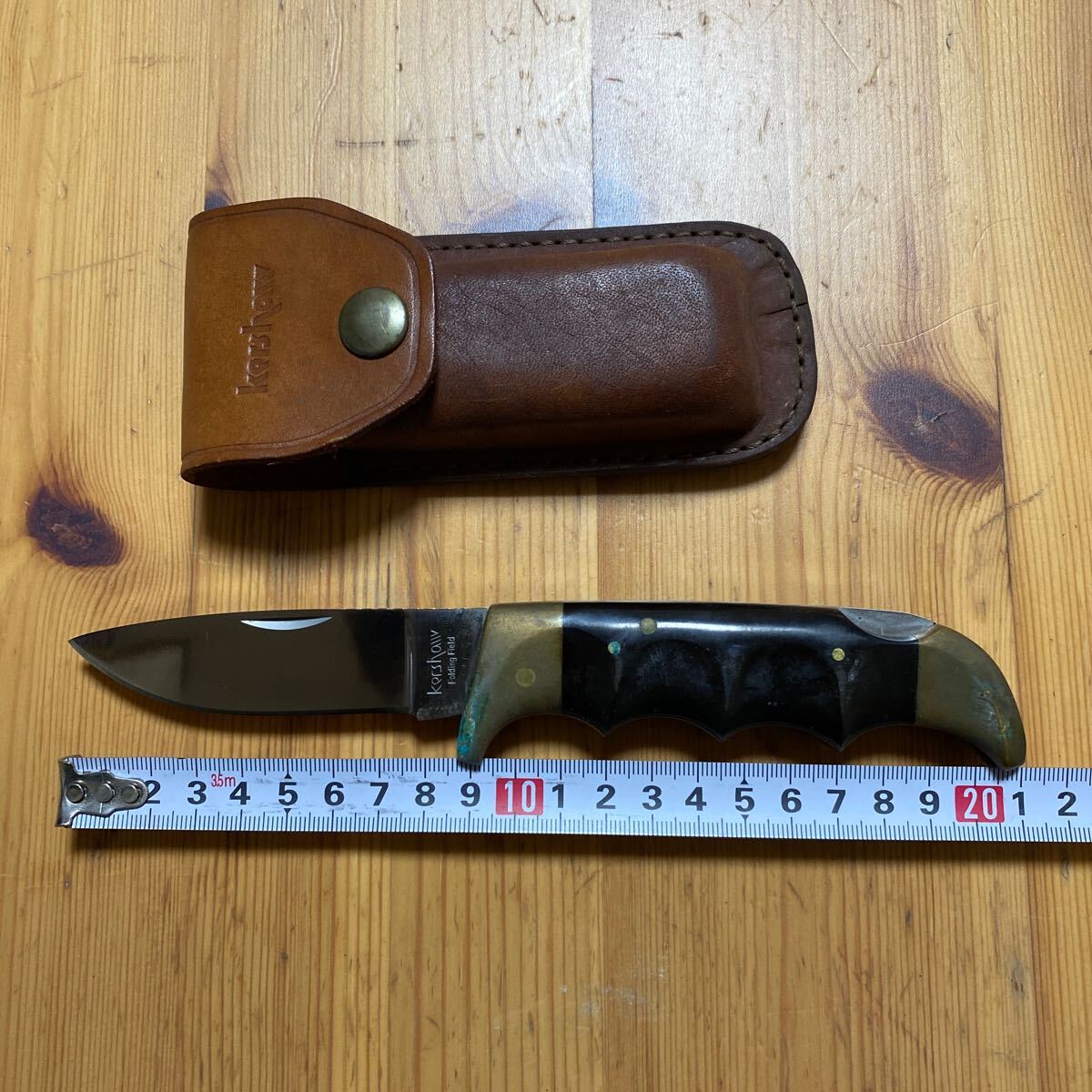 【1円スタート】 カーショウ フォールディングナイフ 1050 折りたたみナイフ ケース付き キャンプ用品 8-238