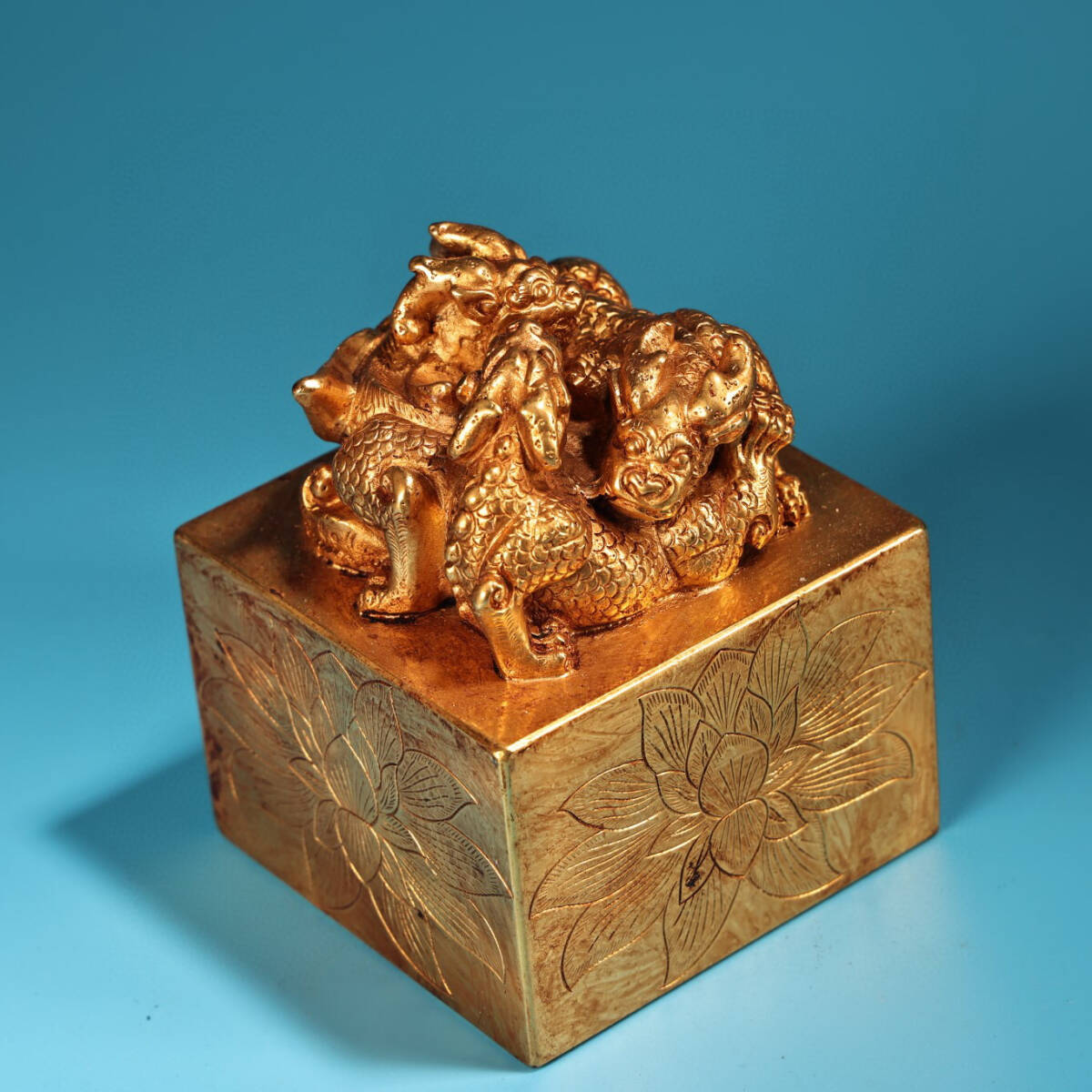 蔵友館蔵品・銅製・塗金・瑞獣印章】・希少珍品・置物・賞物・ 蔵友館蔵品・銅製・塗金・瑞獣印章】・希少珍品・置物・賞物・