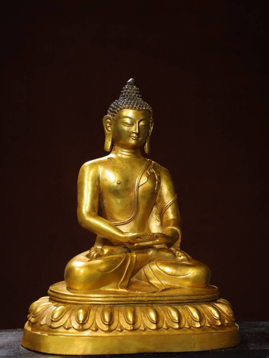 古寶奇蔵】銅製・塗金・釋迦牟尼像・置物・賞物・中国時代美術 古寶奇蔵】銅製・塗金・釋迦牟尼像・置物・賞物・中国時代美術