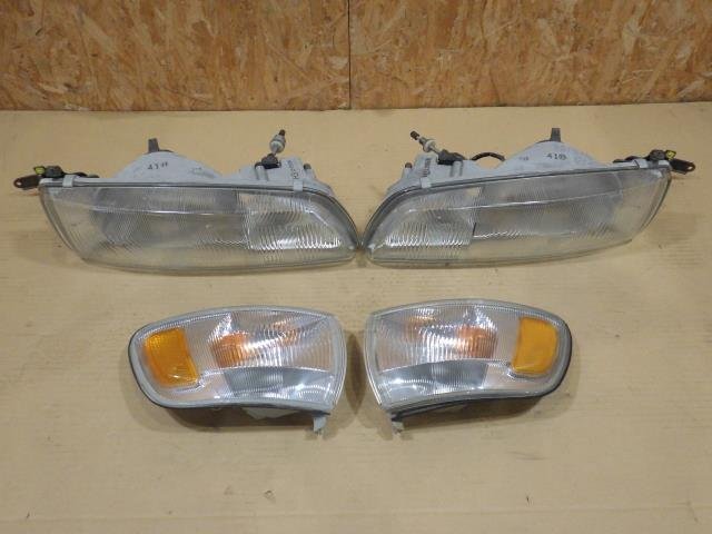 【山形 酒田発】中古 エスティマ E-TCR21W ヘッドライト&コーナーランプセット 純正 KOITO 28-104 28-49 テスト済 ◆説明欄要確認◆