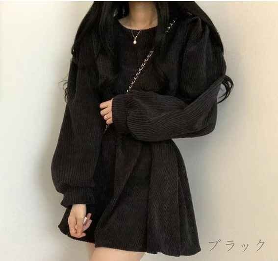  long sleeve One-piece volume sleeve frill minivan pi casual simple L Brown 