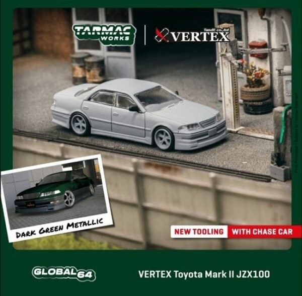 ターマックワークス　トヨタ　マーク2　1/64　VERTEX JZX100 MARK-2 Dark Green Metallic(ダークグリーンメタリック 未開封