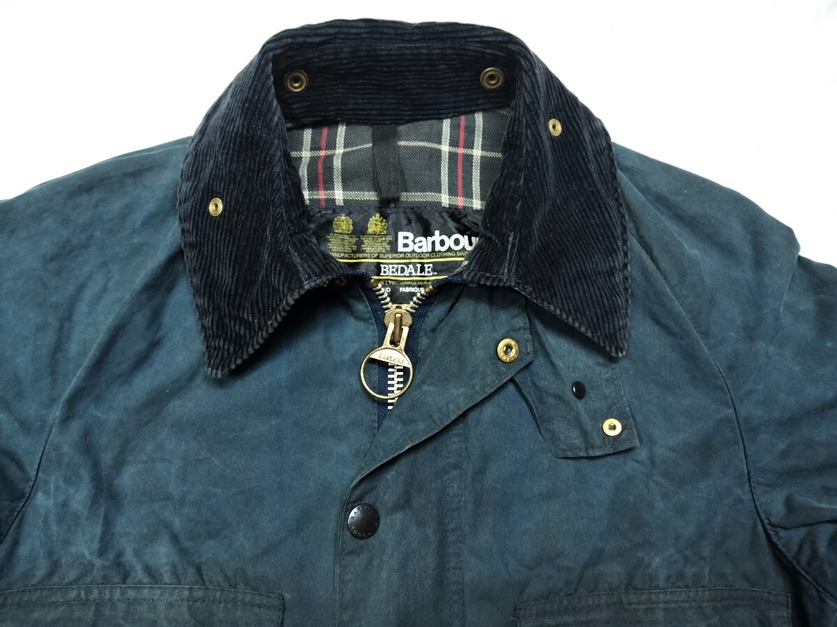 80s Barbour bedale c34 ターコイズ ネイビー 2クレスト 80s Barbour bedale c34 ターコイズ ネイビー 2クレスト
