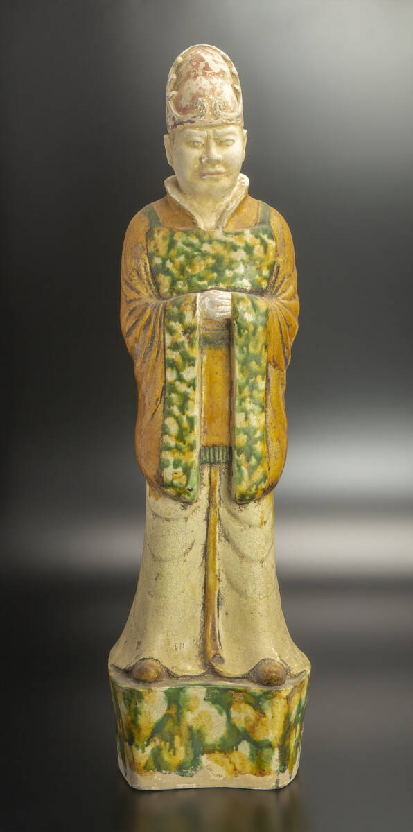 唐 三彩文官俑 中国 古美術_画像1