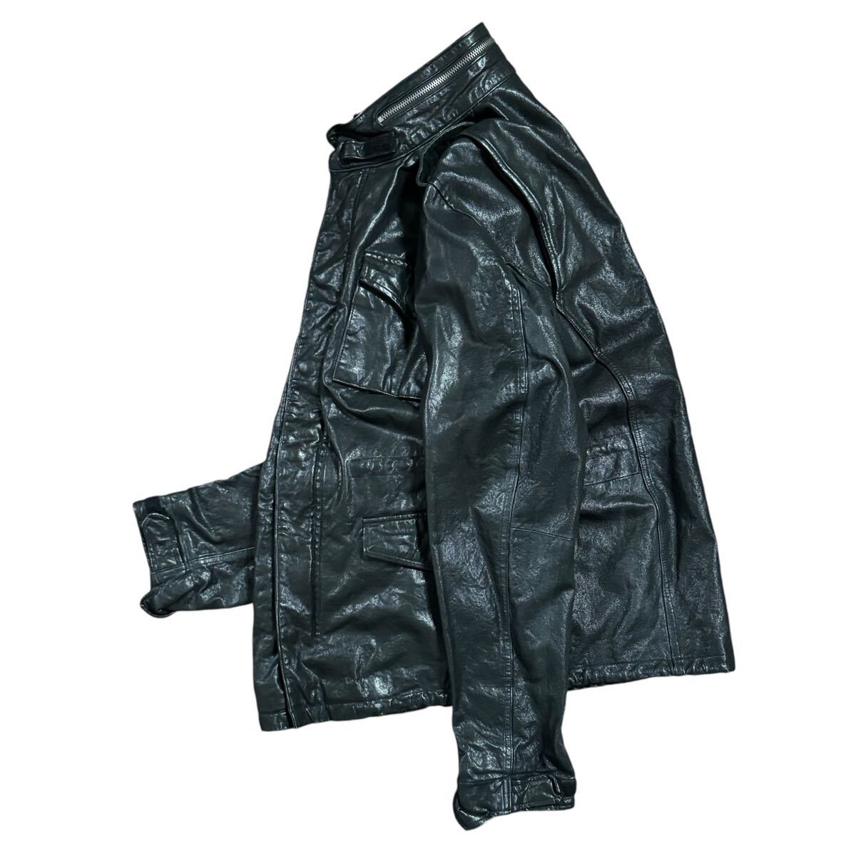 稀少 ALPHA INDUSTRIES 羊革 エイジング加工 M-65型 レザー 稀少 ALPHA INDUSTRIES 羊革 エイジング加工 M-65型 レザー