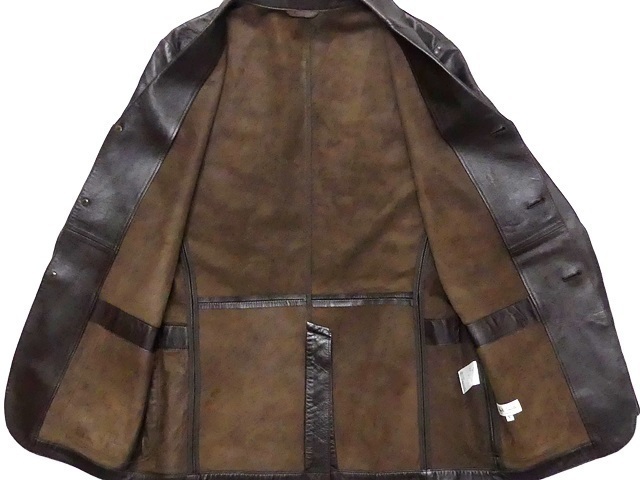 即決★Paul Smith★メンズL レザーテーラードジャケット ポールスミス 茶 ブラウン 本革 スーツ 本皮 ビジネス 革ジャン 背広_画像4
