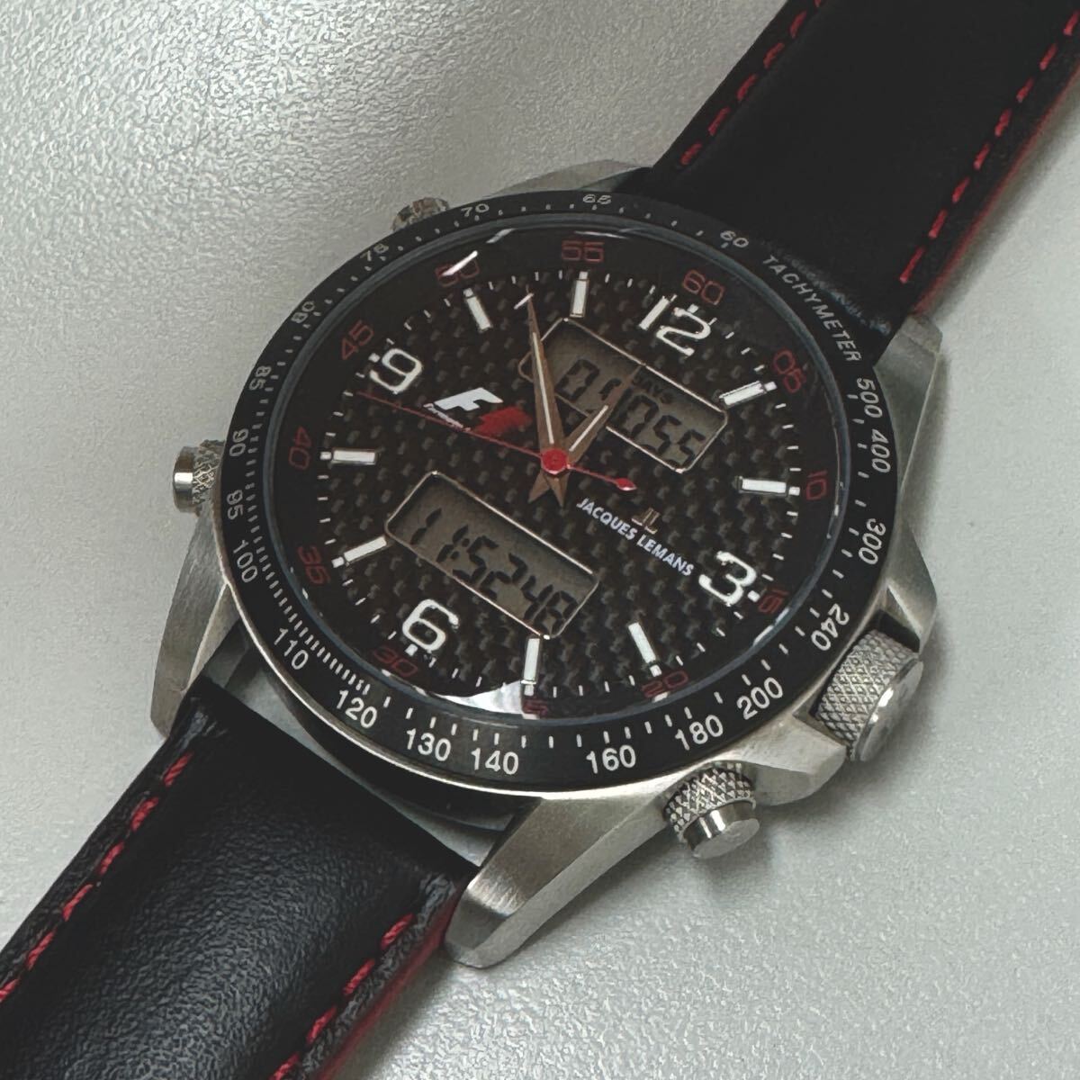 JAQUES LEMANS ジャックルマン fomula1 43mm シルバー F-5009A 新品未使用　長(zhǎng)期保管品 電池交換済