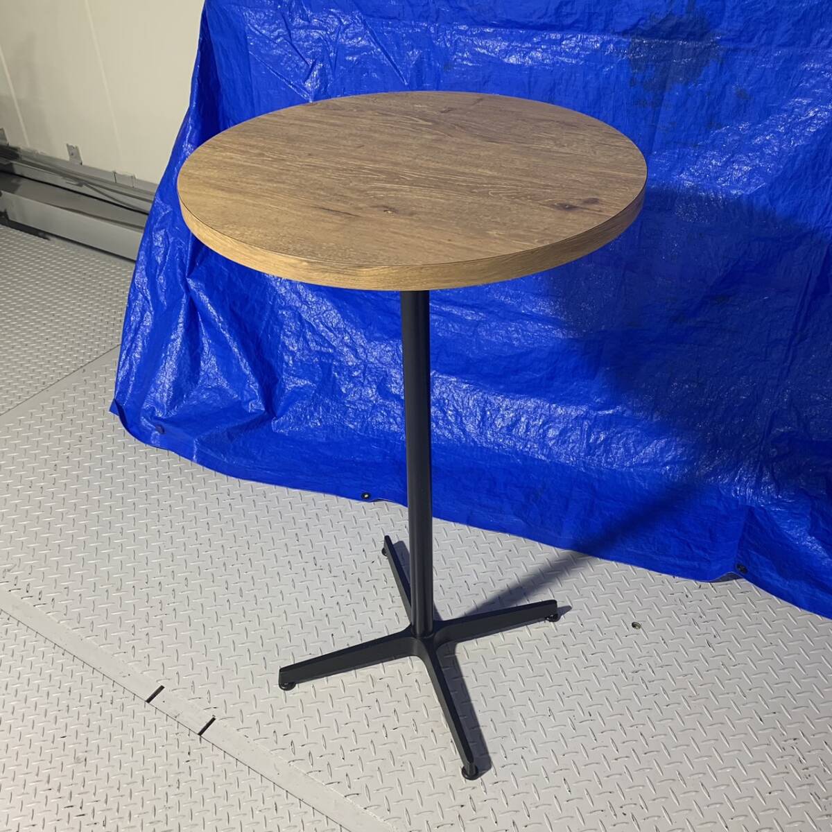I071【1点限定】丸形 ハイテーブル カフェテーブル 丸テーブル 円形 木目調 ラウンド テーブル 直径600×高さ1005㎜ オフィス カフェ 店舗