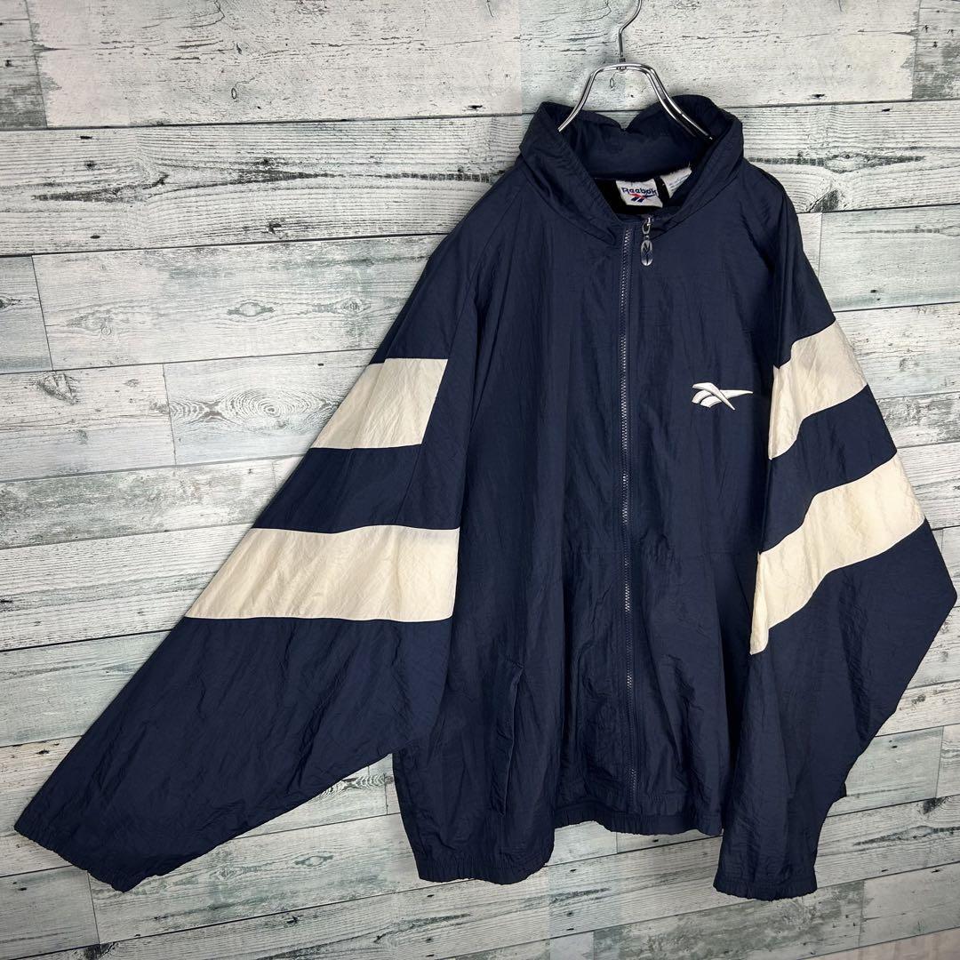 リーボック 刺繍ロゴ バッグ刺繍 90s ナイロンジャケット 2XL リーボック 刺繍ロゴ バッグ刺繍 90s ナイロンジャケット 2XL