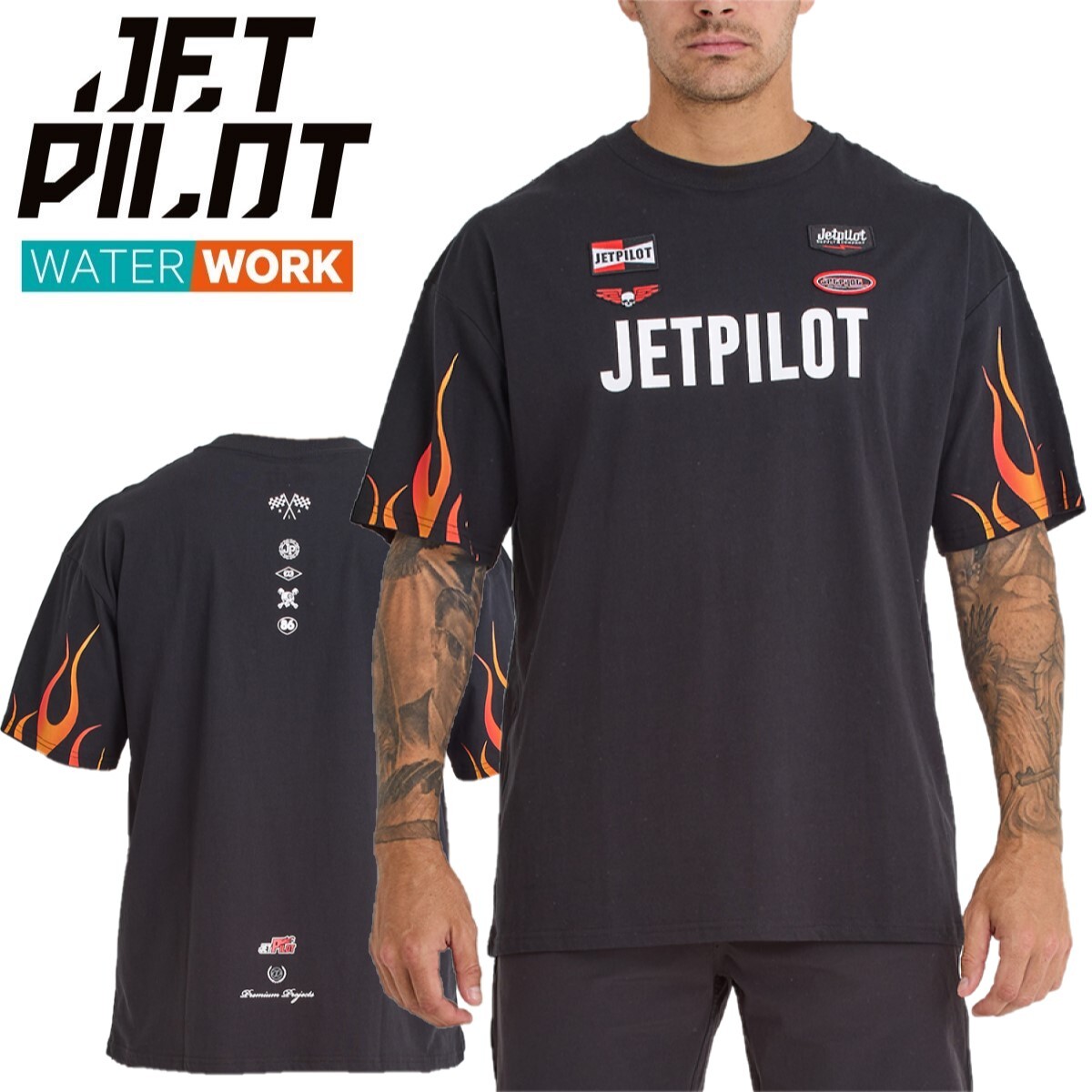 ジェットパイロット JETPILOT 2025 Tシャツ メンズ 送料無料 ビンテージ フレイムズ S/S Tシャツ S24611 ブラック M
