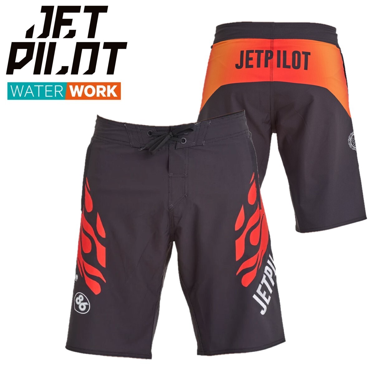 ジェットパイロット JETPILOT 2025 ボードパンツ 送料無料 ビンテージ フレイムズ ボードショーツ S24906 ブラック 36 海パン