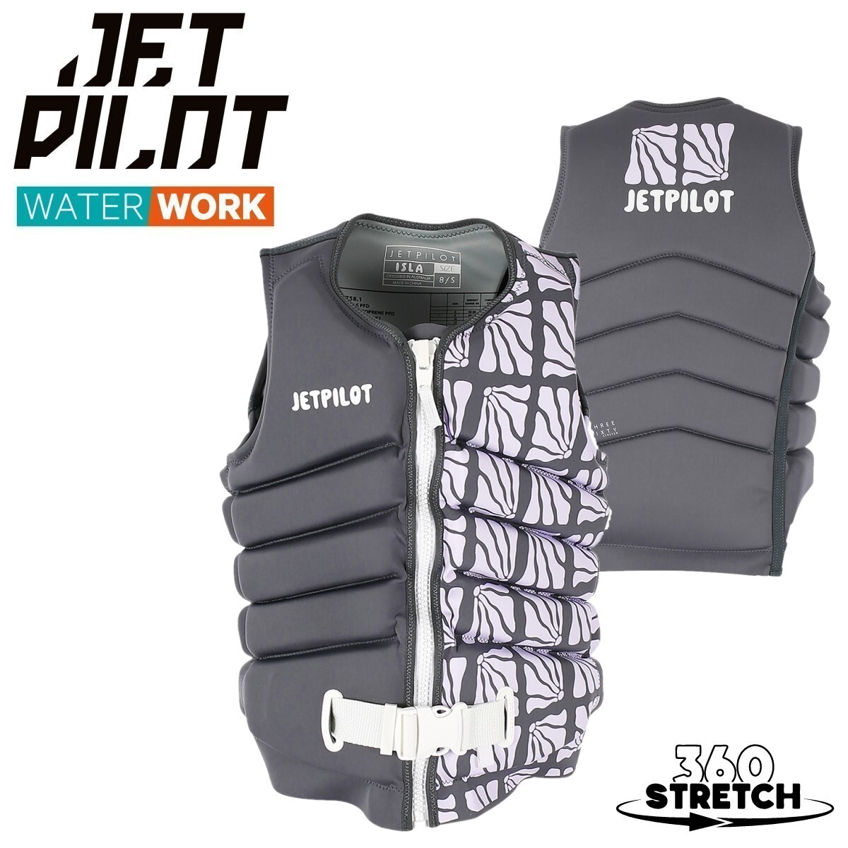ジェットパイロット JETPILOT 2025 ライフジャケット レディース 送料無料 アイラ X1 F/E ベスト JA24303 チャコール 12/L ウェイク サップ