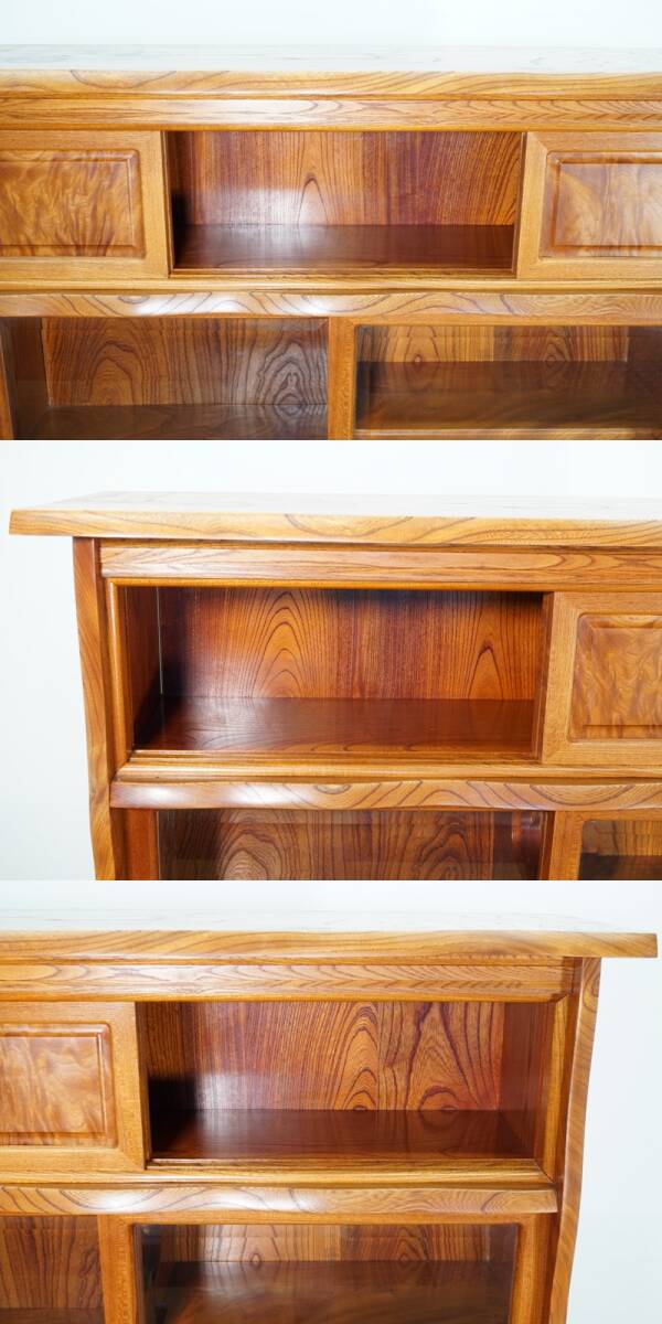 前ダ:【唐木家具】欅 茶箪笥 水屋箪笥 抽斗 茶棚 飾棚 高さ約