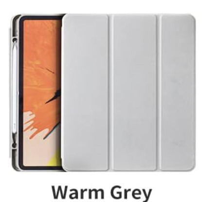 ●iPad ケース Apple Pencilホルダー 三つ折り カバー オートスリープ iPad Pro 5/6 第5世代 12.9inch ウォームグレー
