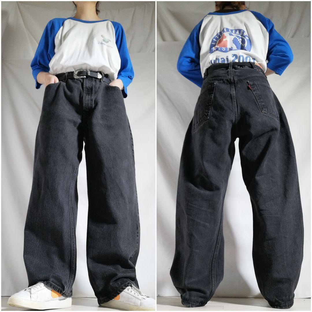 00s Levi's リーバイス550 ブラックデニム ジーンズ 極太 バギー 00s Levi's リーバイス550 ブラックデニム ジーンズ 極太 バギー