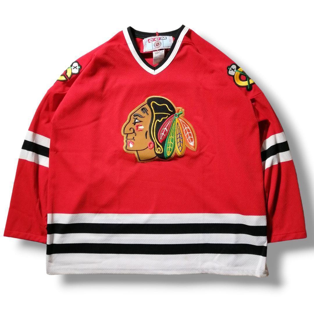 日本に シカゴ・ブラックホークス NHL CCM 90s CHICAGO HAWKS BLACK アイスホッケー
