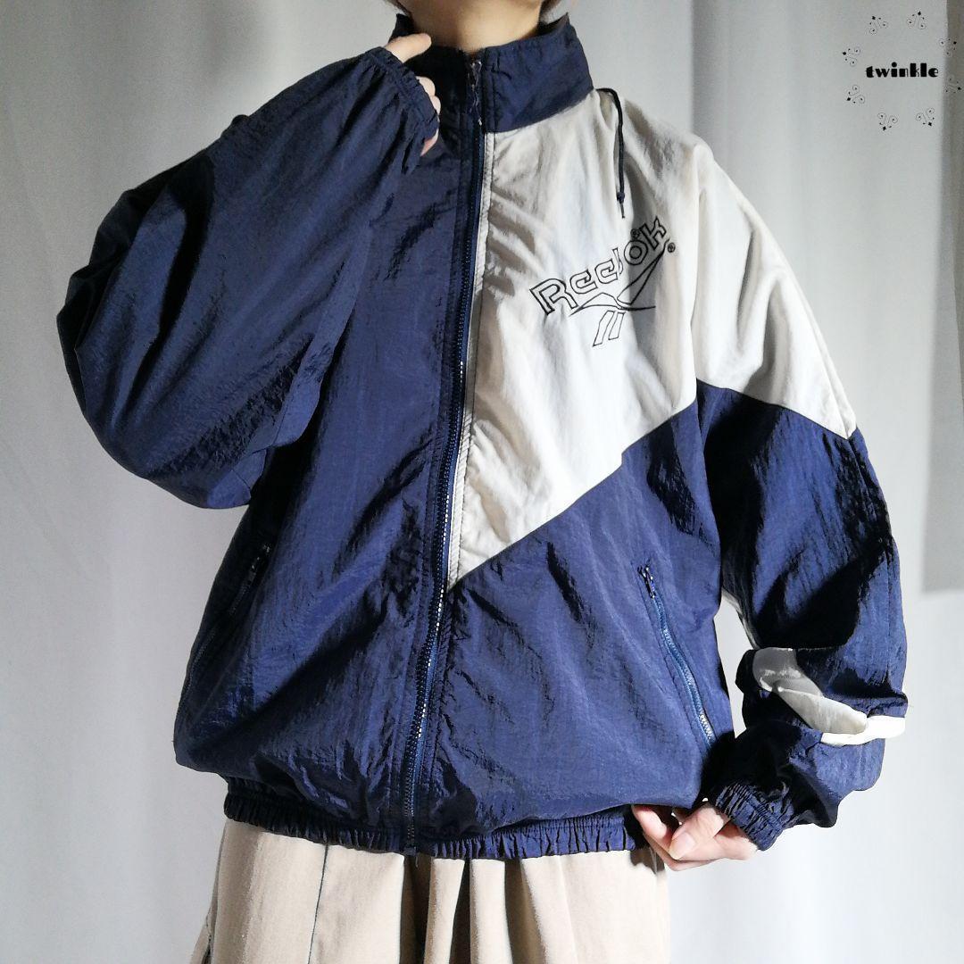 90s Reebok リーボック ナイロンジャケット バックロゴ 刺繍 90s Reebok リーボック ナイロンジャケット バックロゴ 刺繍