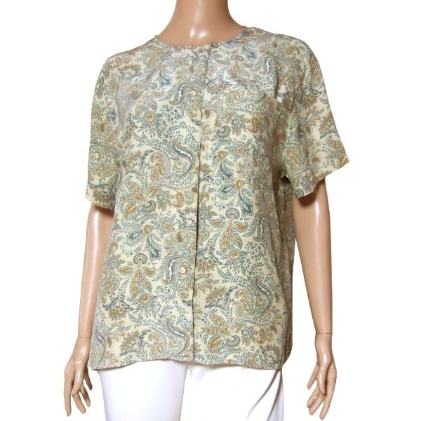 美品/リズクレイボーン Liz Claiborne ブラウス 大きいサイズ 12号 LL 相当 ベージュ レディース 春 夏 トップス 絹100 シルク ペイズリー