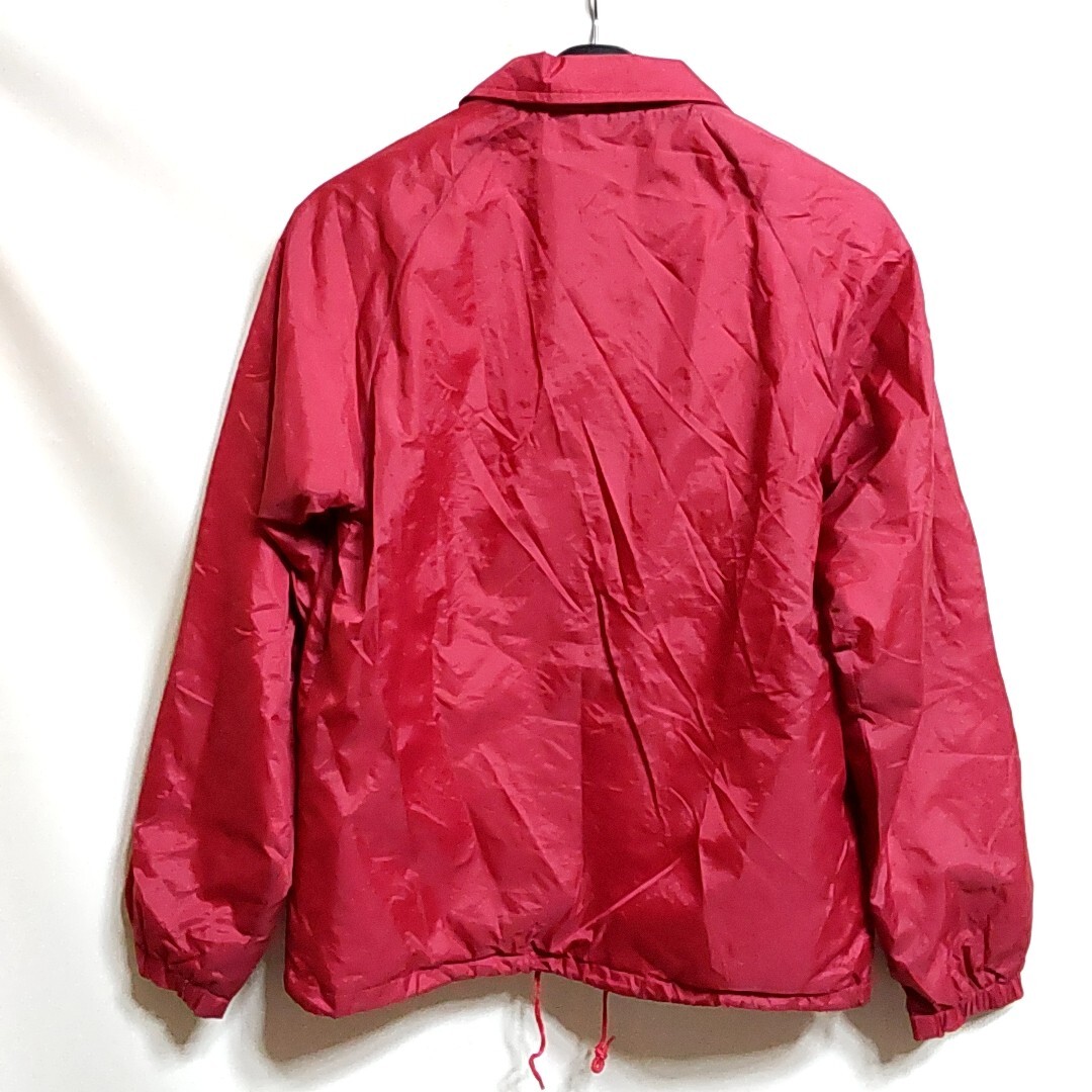 D4 AUBURN 赤色 S ワンポイント コーチジャケット ナイロンジャケット ウインドブレーカー ビンテージ アメリカ USA 古着 メンズ 00s 90s_画像2