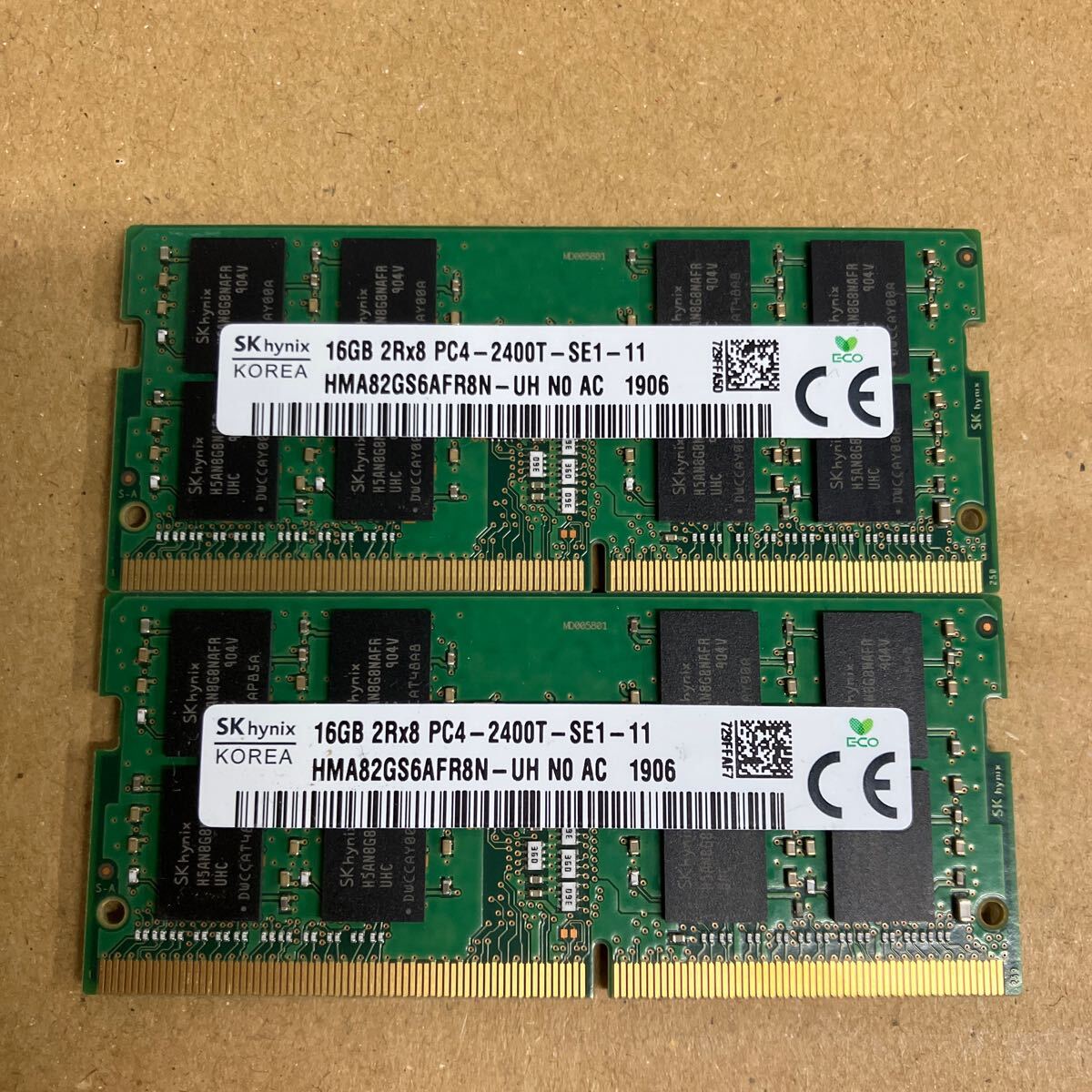 E101 SKhynix ノートPCメモリ 16GB 2Rx8 PC4-2400T 動作確認品　2枚