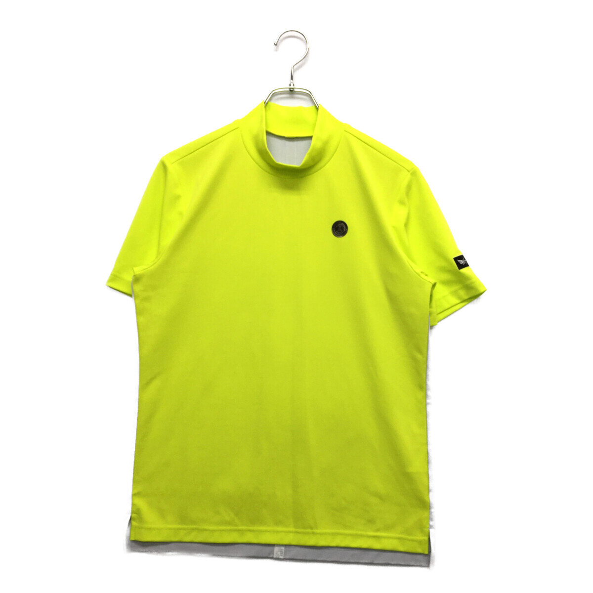coco 中古 ランバンスポール 半袖シャツ 38(M) 黄緑×グレー ライムイエロー モックネックシャツ ストレッチ メンズ ネコパケ発送可 92952