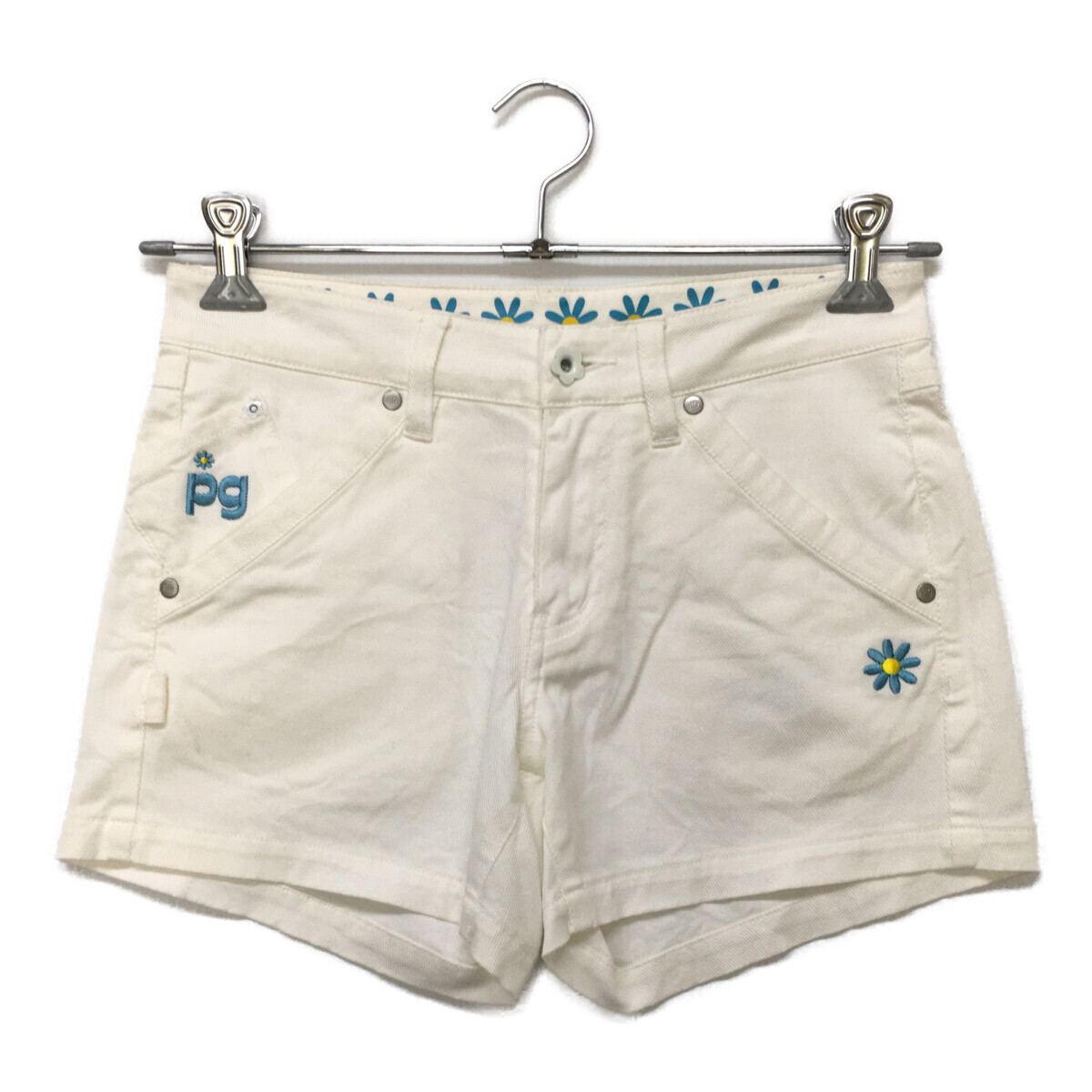 coco 中古【値下げ】パーリーゲイツ PEARLY GATES レディース ショートパンツ 0(S) 白 コットンツイル レターパックプラス発送可 95622