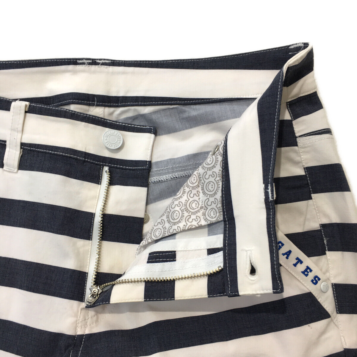 coco 中古【値下げ】 パーリーゲイツ PEARLY GATES レディース パンツ 1(M) 白×紺 ボーダー レターパックプラス発送可 95048
