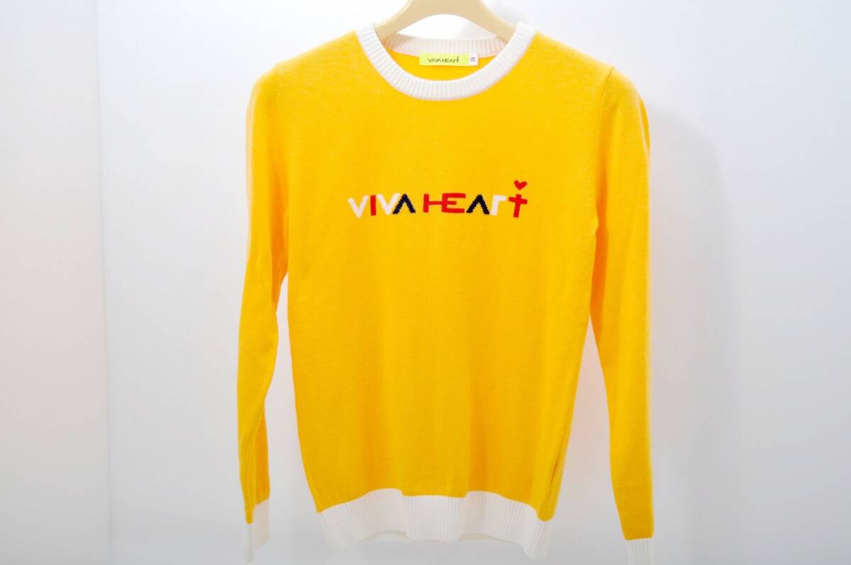 coco 中古【値下げ】ビバハート VIVA HEART レディース セーター 38(S) 黃色 長(zhǎng)袖 クルーネック ニット レターパックプラス発送可 82831