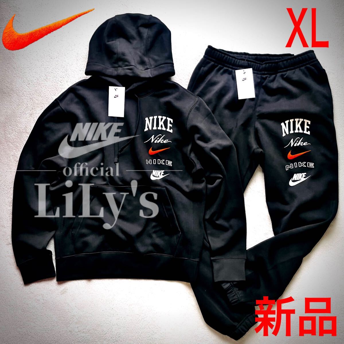 【NIKE】グラフィックロゴ 上下セット ブラック / 送料無料 Yahoo!オークション - 新品 NIKE上下セットアップ 黒 上下XL
