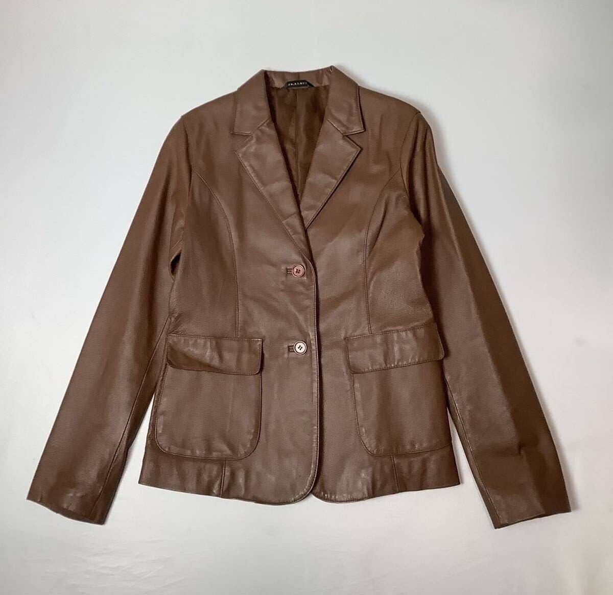 (未使用 レディース) RIO DE CENT リオデセント // 総裏 長袖 本革 ピックレザー ジャケット (ブラウン系) サイズ M_画像1