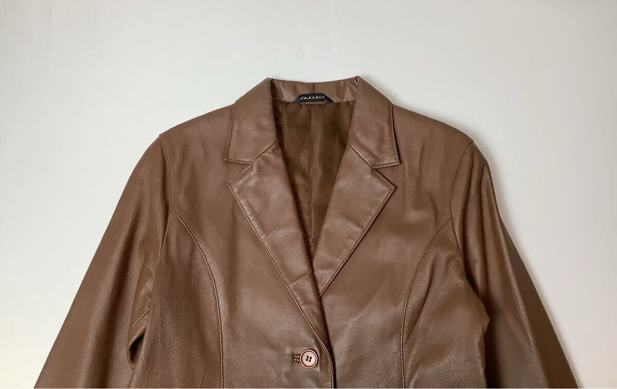 (未使用 レディース) RIO DE CENT リオデセント // 総裏 長袖 本革 ピックレザー ジャケット (ブラウン系) サイズ M_画像4