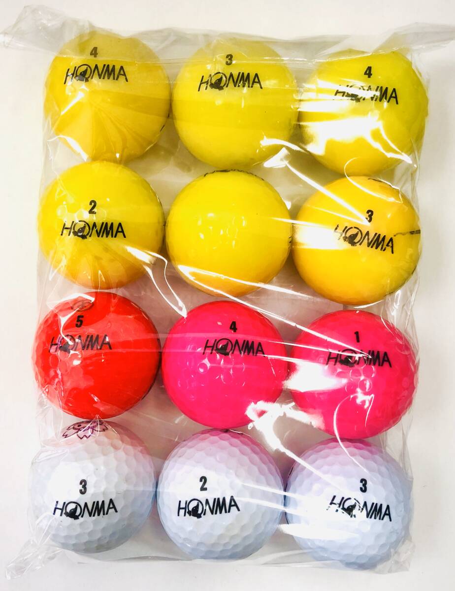 133-D1）HONMA D1 (イエロー＆ピンク＆レッド＆ホワイト) 12個(gè) ロストボール