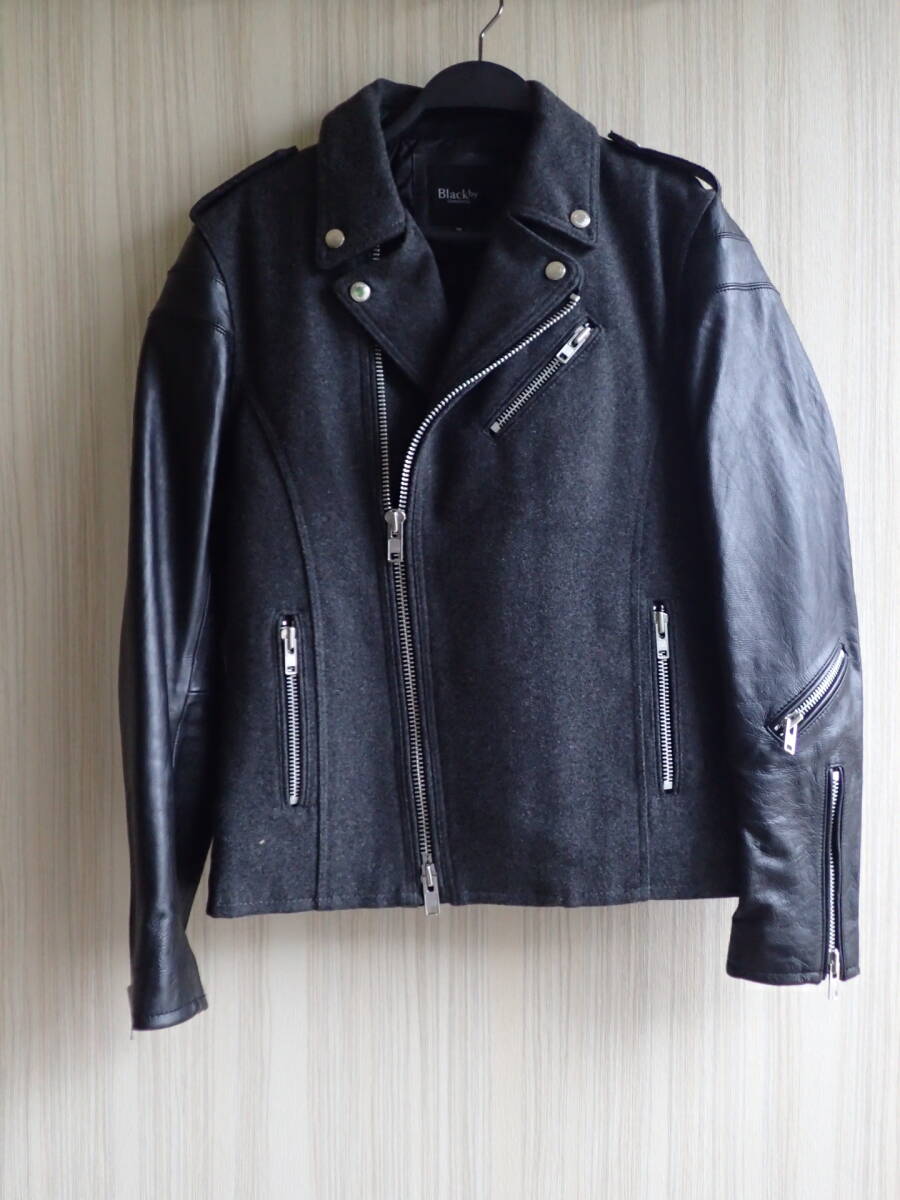 ◆black by vanquish レザー切り替え メルトン Wライダース◆_画像2