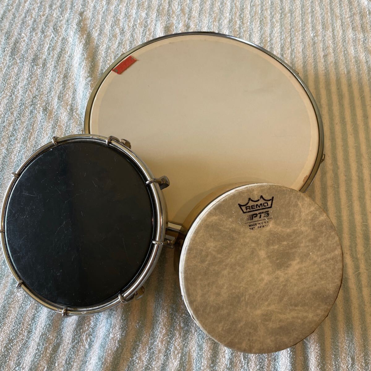 ラテンパーカッション タンバリン 3点 LP 17cm REMO 16cm yamayo 27cm used 打楽器