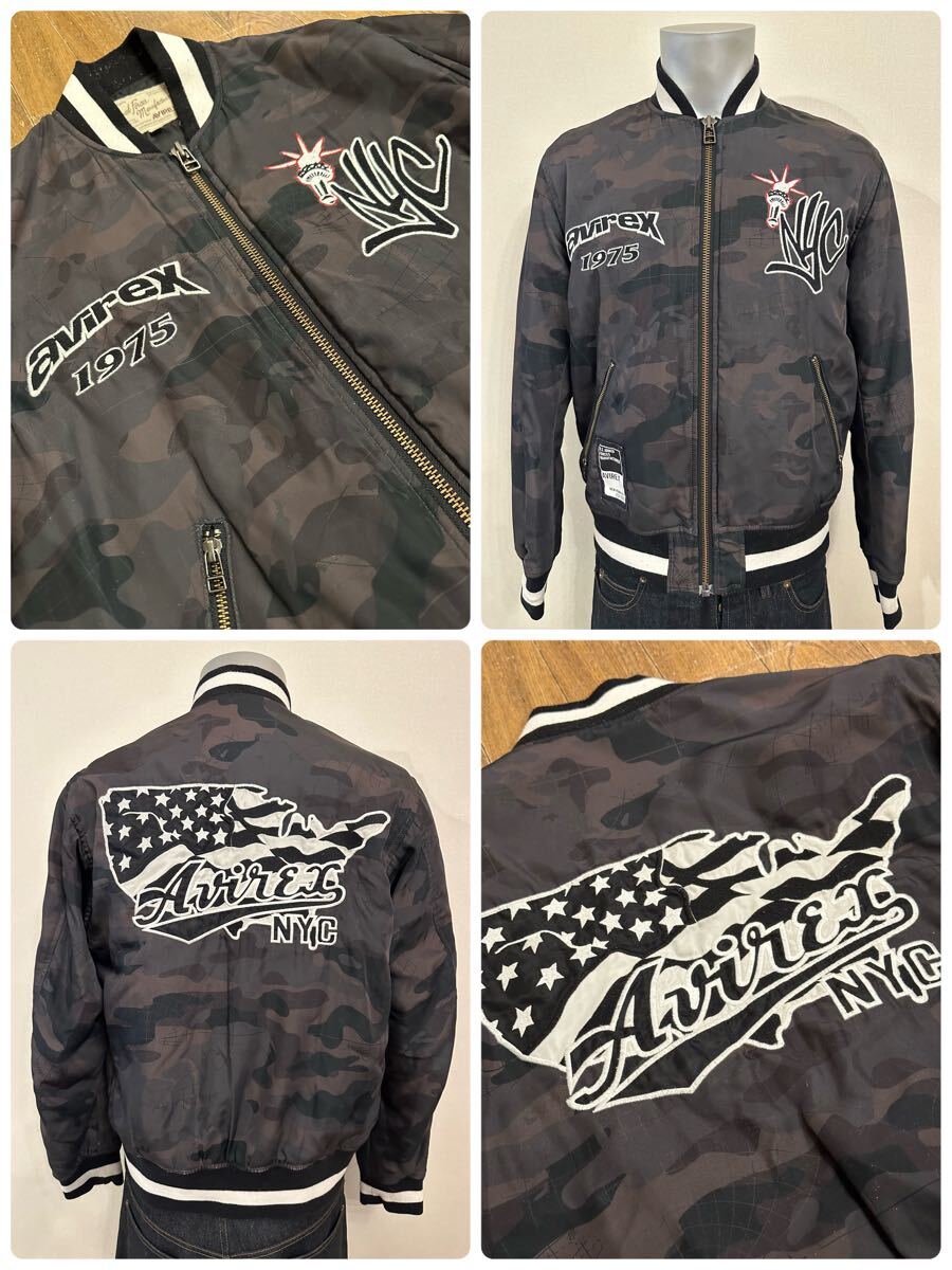 定7万 AVIREX マルチワッペン ゴートレザー シングルライダース