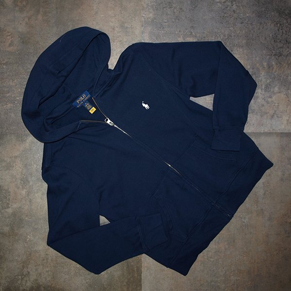 POLO RALPH LAUREN◇ポロ ラルフローレン・ジップアップフーディー◇ボーイズM（10-12）サイズ　ネイビー　美品