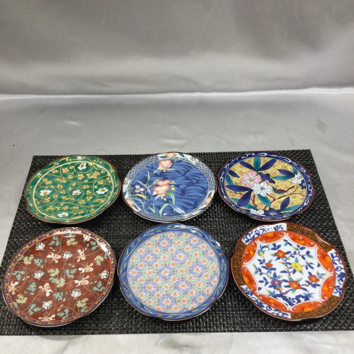 【長期保管/現状品/TSS】有田焼 雅峰窯 絵変り 小皿 取皿 絵皿 陶器 径14cm 6客セット 和食器　MZ1009-2