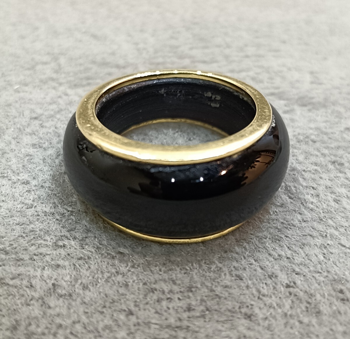 K18 オニキス デザインリング 広幅 オシャレ 中古