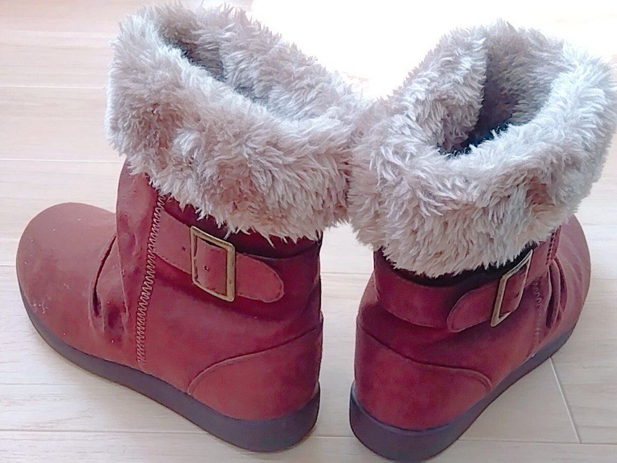 a.v.v★アーベベ★ブラウン ショートブーツ★２〜３回使用★美品 23cm★茶色★ファー★あったか ブーツ_画像2