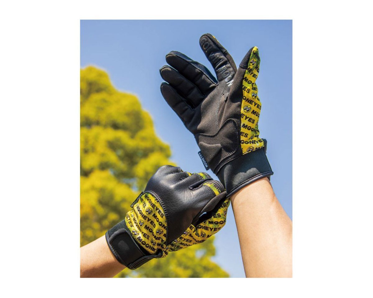 MOONEYES moon I z leather mesh glove yellow L